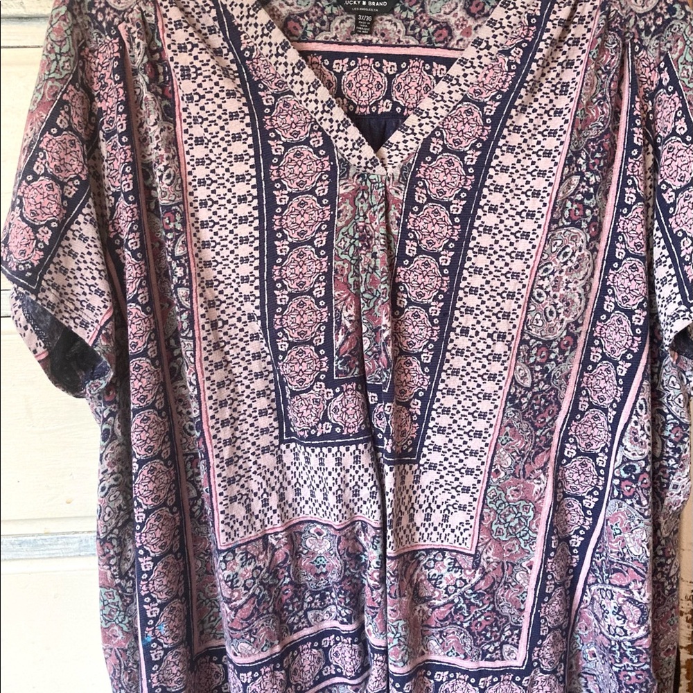 Luck Brand 3x  carpet patten shirt sleeve boho style shirt .
